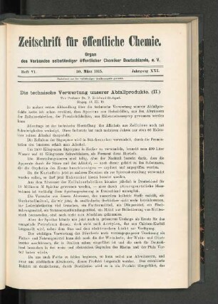 Heft VI. 30. März 1915