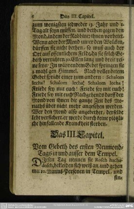 Das III. Capitel. Vom Gebeth des ersten Neumond-Tags in und ausser dem Tempel