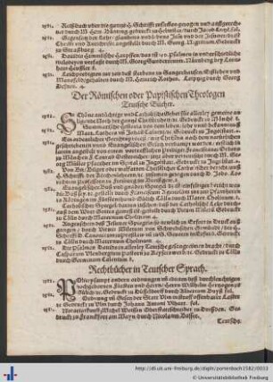 Der Römischen oder Papistischen Theologen Teutsche Bücher.