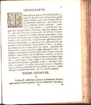 Theses Oppositae, I.