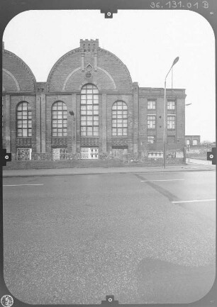 Chemnitz-Kaßberg, Zwickauer Straße 119. Ehem. Gießerei. Gießereihalle (1907). Straßenfront (Teilansicht)