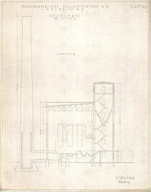 Schachner, Richard; Kelheim; Zellstoffabrik Waldhof - Kesselhaus (Schnitt)