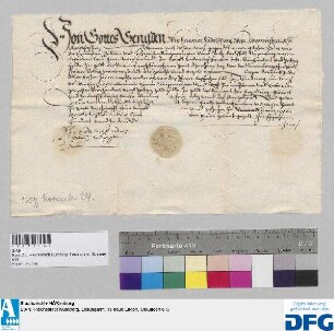 Heinrich Rudolff von Wetze, Administrator zu Waldsassen, stellt der Stadt Nürnberg Quittung aus über 400 fl. Stadtsteuer.
