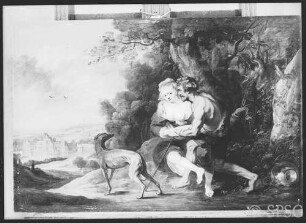Rubens, Peter Paul. Kopie: Landschaft mit Hirt und Hirtin (Sylvio und Aminta) (auch: Nymphe und Satyr), GK I 7721. (Verlust)