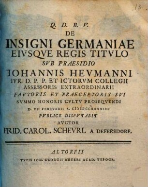 De insigni Germaniae, eiusque regis titulo