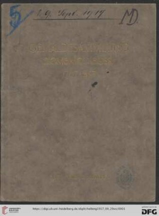 Gemälde-Sammlung Domenico Bossi (1767 - 1853) : italienische Meister des 16. - 18. Jahrhunderts; Versteigerung in München in der Galerie Helbing ... Samstag, den 29. September 1917