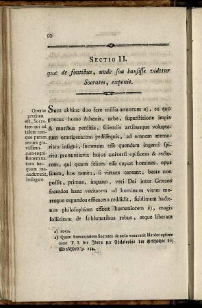 Sectio II. quæ de fontibus, unde sua haususse vedetur Socrates, exponit.