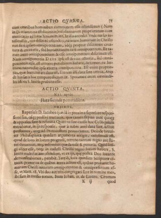 Actio Quinta. XII. Aprilis. Hora secunda pomeridiana.
