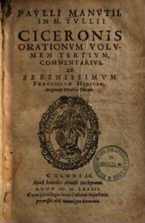 Pavlli Manvtii in M. Tvllii Ciceronis orationes commentarivs, 3