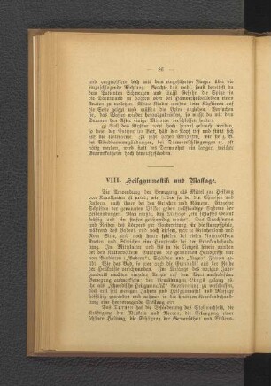 VIII. Heilgymnastik und Massage.