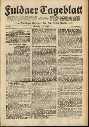 Ausgabe vom Dienstag, den 28. Juni 1921.