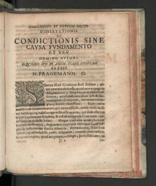 ... Condictionis sine Cavsa Fvndamento et Vsv ...