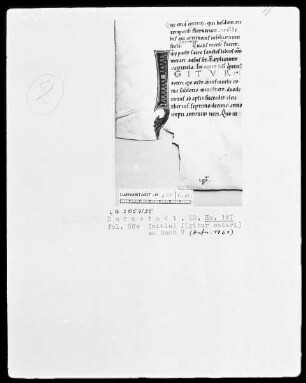 Eusebius Caesariensis, Historia Ecclesiastica aus Grafschaft — Initiale I(gitur soteri), Folio 58verso