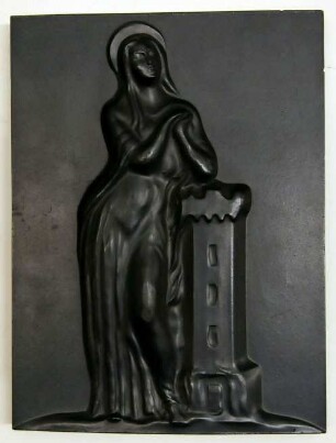 Kohlekeramikplakette "St. Barbara"