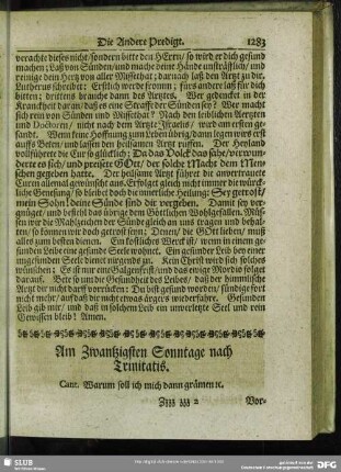 Am Zwantzigsten Sonntage nach Trinitatis