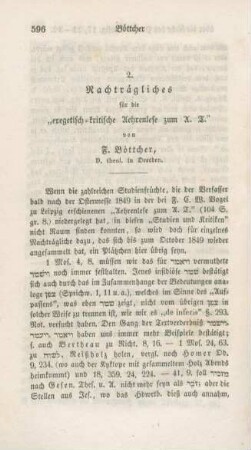 596-613 Nachträgliches für die "exegetisch-kritische Aehrenlese zum A.T."