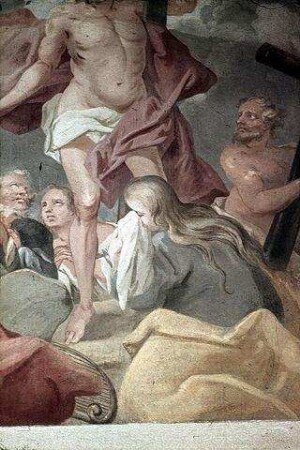 Der auferstandene Christus innerhalb einer Gruppe von Heiligen