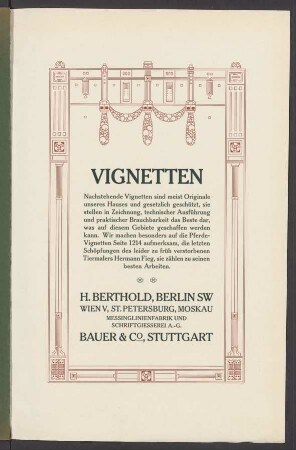 Vignetten : nachstehende Vignetten sind meist Originale unseres Hauses ...