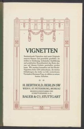 Vignetten : nachstehende Vignetten sind meist Originale unseres Hauses ...