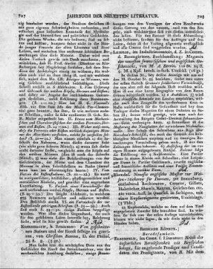 Elberfeld, im Comt. f. Literatur: Kritik der äusserlichen Beredsamkeit mit Beyspielen belegt, für angehende Prediger und Candidaten des Predigtamts, von R. Mit dem Motto: Quam multa restant! 128 S. 8.