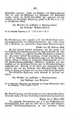 Bewilligung und Berechnung des staatlichen Baudrittels nach § 17 des Volksschulunterhaltungsgesetzes : [F. Öffentliches Volksschulwesen]