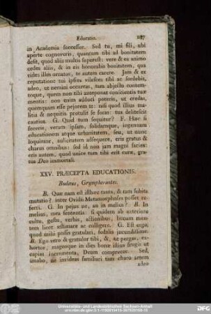 XXV. Praecepta Educationis. Budaeus, Grympherantes.