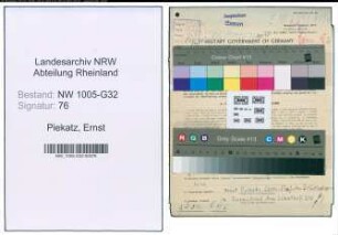 Entnazifizierung Ernst Piekatz , geb. 05.04.1890 (Zollsekretaer)