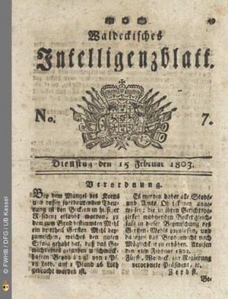 No. 7. Dienstag den 15 Februar 1803