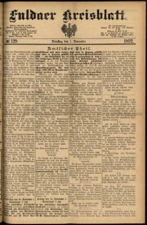 Ausgabe vom Dienstag, den 01. November 1892.