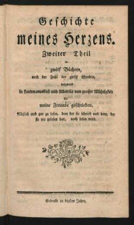 Geschichte meines Herzens. Zweyter Theil [...]