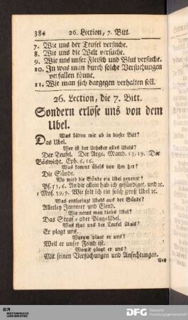 26. Lection, die 7. Bitt. Sondern erlöse uns von dem Ubel.