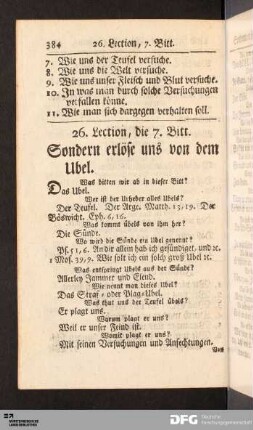 26. Lection, die 7. Bitt. Sondern erlöse uns von dem Ubel.