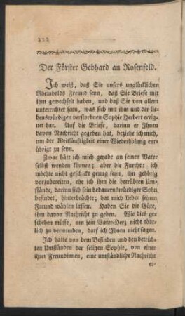 Der Förster Gebhard an Rosenfeld.