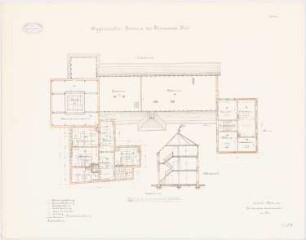 Hygienisches Institut der Christian-Albrechts-Universität Kiel: Grundriss 1. OG, Querschnitt 1:100