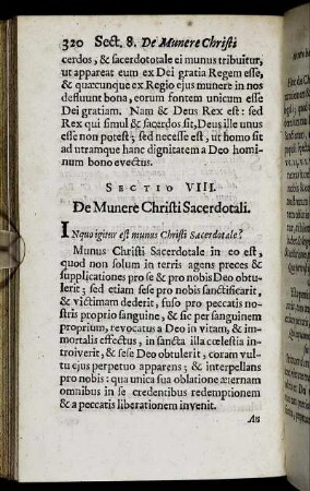 Sectio VIII. De Munere Christi Sacerdotali.