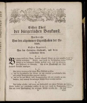Erster Theil der bürgerlichen Baukunst.