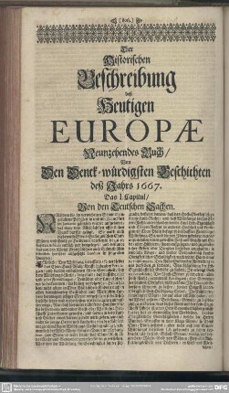 Neunzehendes Buch, Von Den Denck-würdigsten Geschichten deß Jahrs 1667