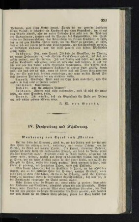 IV. Beschreibung und Schilderung