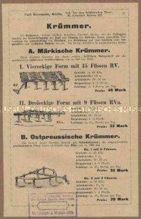 Krümmer. A. Märkische Krümmer. B. Ostpreussische Krümmer.