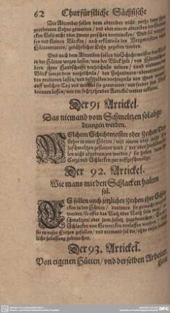 Der 92. Artickel. Wie mans mit den Schlacken halten sol.