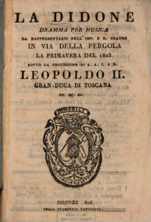 La Didone : Dramma per musica