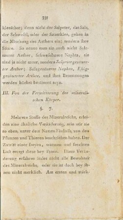 III. Von der Verwitterung der mineralischen Körper