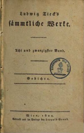 Ludwig Tieck's sämmtliche Werke, 28. Sämmtliche Gedichte