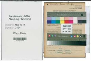 Entnazifizierung Maria Wirtz , geb. 04.03.1914 (Schneidermeisterin)