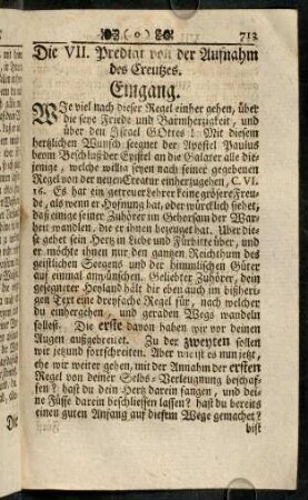 713-764, Die VII. Predigt von der Aufnahm des Creutzes.