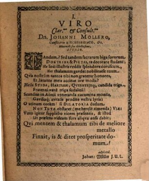 Nuptiae MolleroBognerianae Farnrodae 10. Novemb. anni 1623. solemniter celebratae & Amicorum Erfurtensium votivis carminibus decantatae