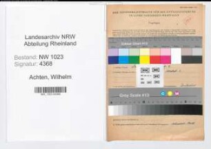 Entnazifizierung Wilhelm Achten , geb. 05.01.1897 (Schuhmacher)