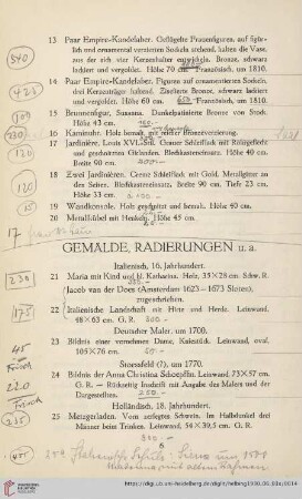 Gemälde, Radierungen (Nr. 21-46)