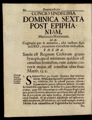Concio Undecima. Dominica Sexta Post Epiphaniam.