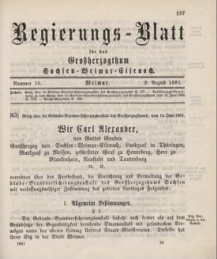 63. Gesetz über die Gebäude-Brandversicherungsanstalt des Großherzogthums